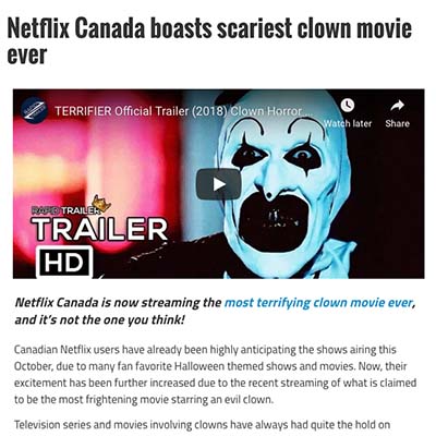 Netflix Canada boasts scariest clown movie ever